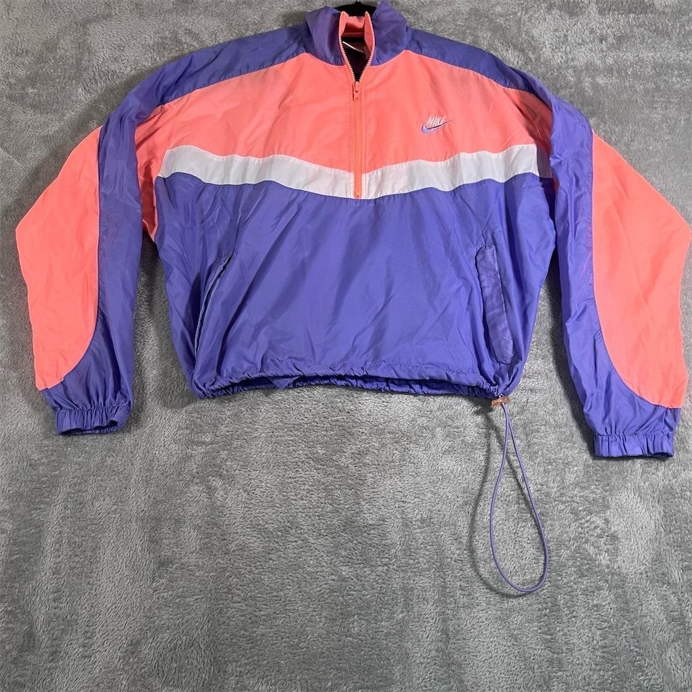 VTG Nike Jacket Girls Large Pink Purple Windbreaker Running Lightweight Pullover